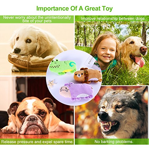 UEETEK Pack de 3 Squeaky Juguetes de Perros para Perros Cachorro, Oso Hipopótamo y Patrón de Rana Peluche Perros Chirrido Juguetes