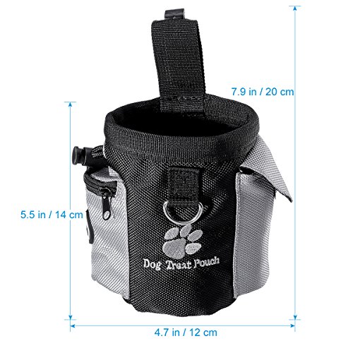 UEETEK Perro tratamiento de cintura bolsa bolso manos libre mascota perro entrenamiento alimentos bolsa de cintura con dispensador de bolsa caca incorporada