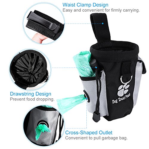 UEETEK Perro tratamiento de cintura bolsa bolso manos libre mascota perro entrenamiento alimentos bolsa de cintura con dispensador de bolsa caca incorporada