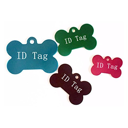 UEETEK Placas de identificación perro etiquetas del mascotas Forma de hueso para gatos Perrito 10 piezas