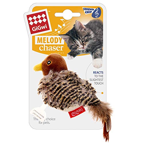 Vealind GiGwi Melody Chaser Juguete Interactivo de Felpa para Perros y Gatos (Pájaro)