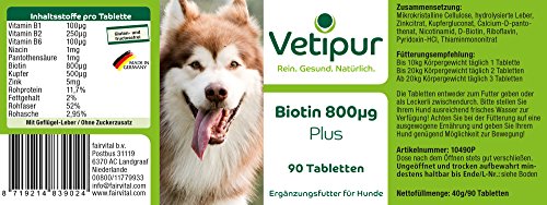 Vetipur Biotina 800µg - 90 Comprimidos para Perros - ¡Calidad Alemana Garantizada!