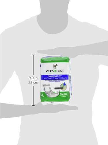 Vet's Best Comfort Fit Disposable Male Dog Diapers | Envolturas masculinas absorbentes con ajuste a prueba de fugas | Pequeño 12Pk