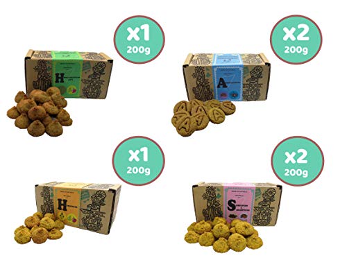 Waniyanpi Selección de Snacks 1,2kg: Articulares 200g (x2), Sobrepeso 200g (x2), Hipoalergénico 100% 200g (x1), Hepáticos 200g (x1)