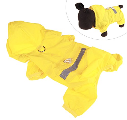 Xiaoyu chaqueta impermeable para perro de mascota con chubasquero impermeable y tiras reflectantes de seguridad ajustables para perro, Amarillo, XXL
