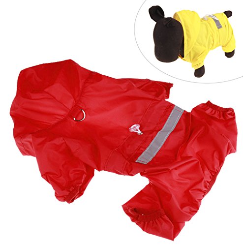 Xiaoyu chaqueta impermeable para perro de mascota con chubasquero impermeable y tiras reflectantes de seguridad ajustables para perro, rojo, XS