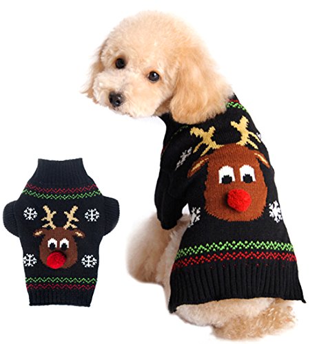 Xiaoyu Sudadera de Perro Ropa de Mascotas para Perros Reno de Navidad, Negro, M