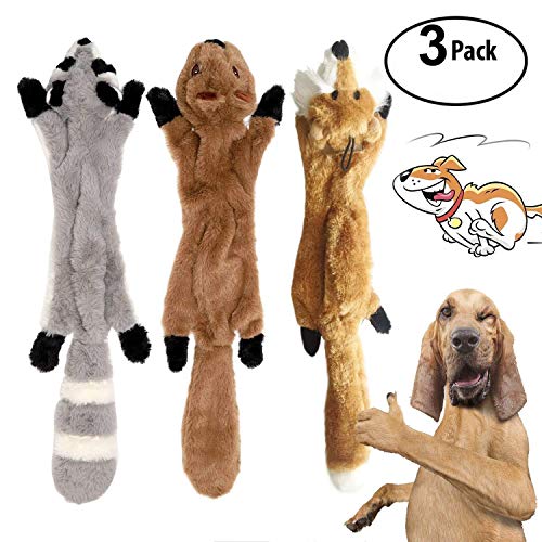 Yami 3 Paquetes Perro Squeaky Masticar Juguetes Sin Relleno de Juguetes para Perros Plush Animal Dog Toys para Pequeño Perro Mediano