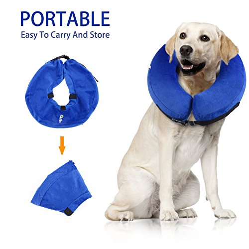 YAMI Collar de recuperación Inflable para Perros, Cono de Cuello isabelino Ajustable para Mascotas Recuperación de cirugía o heridas (S)