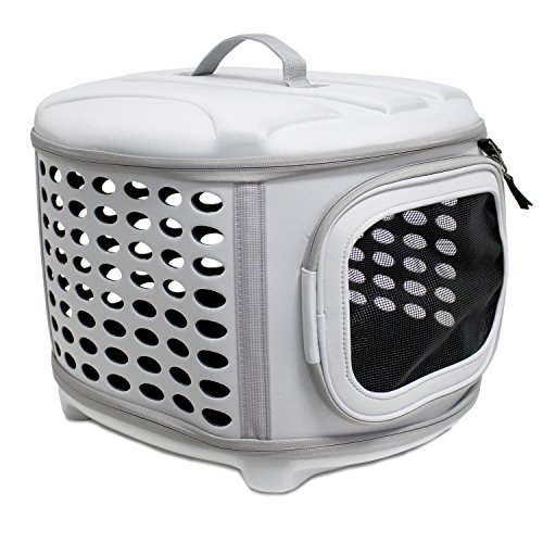 YATEK Transportin para Perros y Gatos Plegable, Lavable, Recomendado para Mascotas de hasta 5kg Color Gris Claro