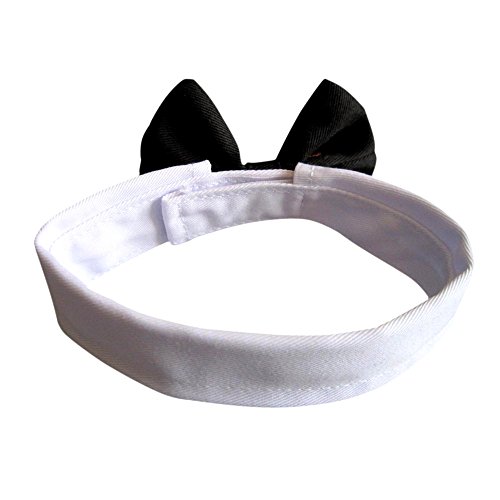 YUMSUM Collar de pajarita para mascota, fila formal para el cuello del perro o gato con cierre ajustable collar blanco