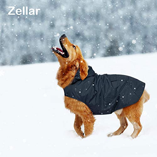 Zellar Impermeable para Perros con Capucha y Collar Agujero y Tiras reflectoras seguras, Ultra-Light Transpirable Impermeable 100% Chaqueta para Lluvia medianos Perro de Raza Grande