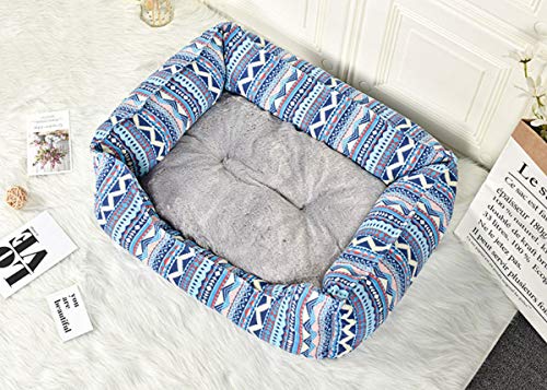 Zwcwc Pet Nest 2 Piezas Set Plus Velvet Super Soft Colchón para Perros Y Gatos Azul Multifuncional Pet Sleeping Nest (Size : 55 × 44 × 17cm)