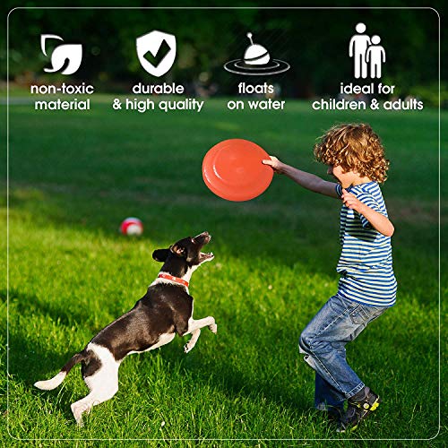 5 Frisbees De Perro, Juguetes para Perros - Colores Vibrantes - Diseño Aerodinámico para lanzamientos sin Esfuerzo - Durable Adiestramiento de Perros, Tiro, Captura y Juego.