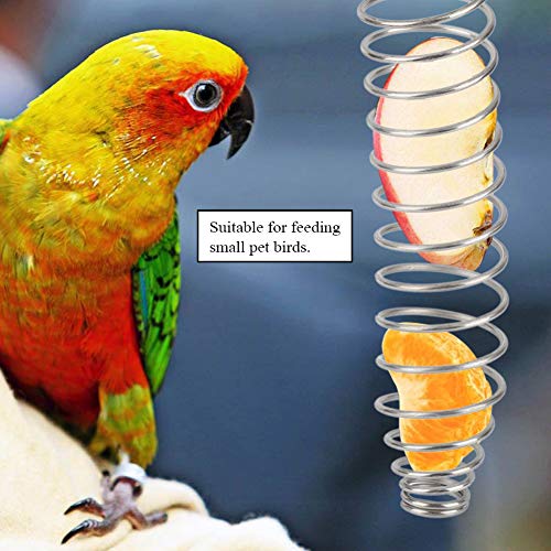 Acero inoxidable Papagayo Pájaros comida cesta juguete Trigo de oído Frutas Verduras Feeder