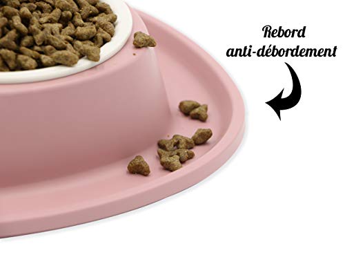 Aimé Comedero para Perros pequeños y Gatos con Cuenco Extraíble y Base Antideslizante y Antiderrames 230 ml, S