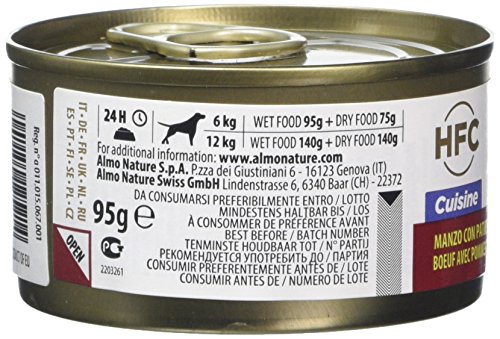 almo nature Dog HFC Cuisine Vacuno, Patata y Guisantes - Paquete de 24 x 95 gr - Total: 2280 gr