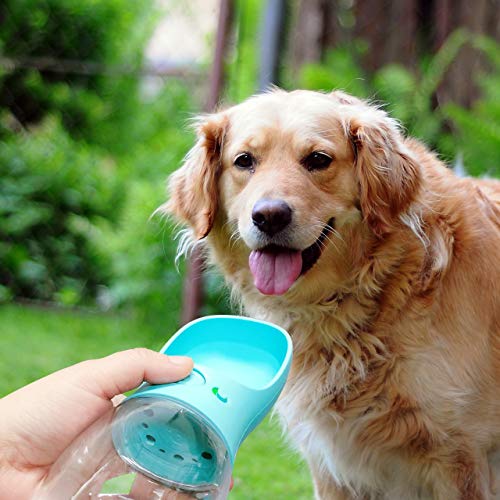 AMAYGA Botella de Agua para Perro,Botella Portátil de Agua Potable para Mascotas al Aire Libre, Resina Plástica ABS Ambiental (Azul)