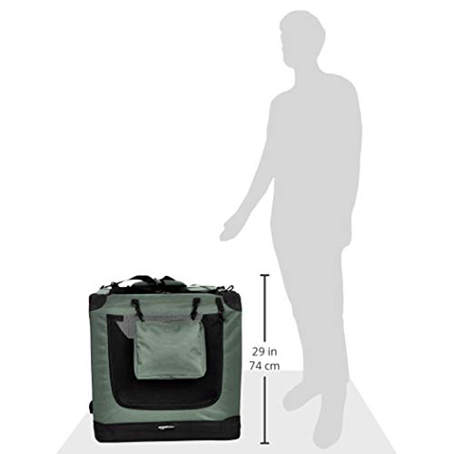 AmazonBasics – Transportín para mascotas abatible, transportable y suave de gran calidad, 91 cm, Gris