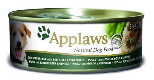 Applaws- Comida de perro con sabor de pechuga de pollo con rigado de ternera, 12 X 156g