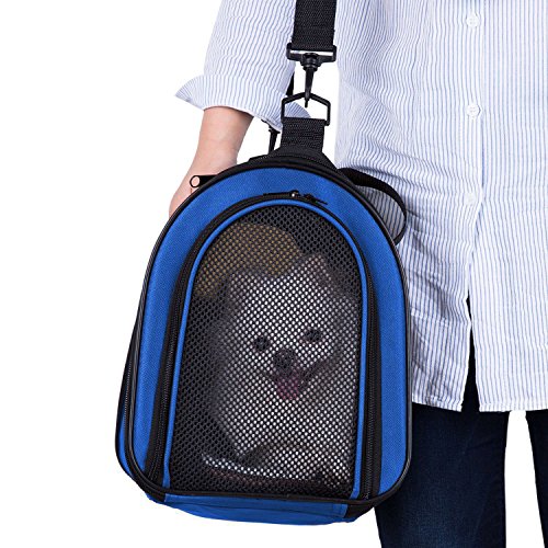 BabycarePro Plegable Transportín Gato para Coche Portador Perro Elegante Bolso de Viaje para Mascotas con Estera y Lados Suaves, Azul