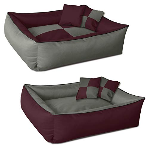 BedDog® 2en1 colchón para Perro MAX Quattro XXL Aprox. 120x85 cm, 8 Colores, Cama, sofá,Cesta para Perro, Burdeos/Gris