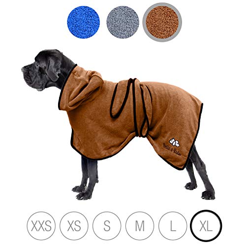 Bella & Balu Albornoz para perro XL de Microfibra Absorbente – Toalla para perros para secado tras el baño, nadar o paseo bajo la lluvia