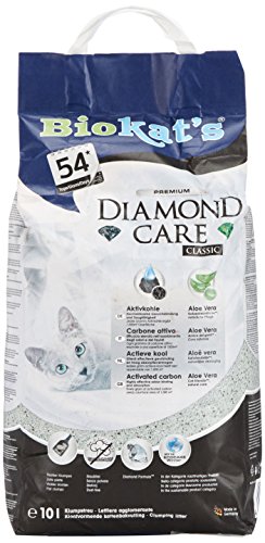 Biokat's Diamond Care Classic, arena para gatos – La arena aglomerante para gatos, de alta calidad, con carbón activo y aloe vera – 1 bolsa de papel (1 x 10 l)