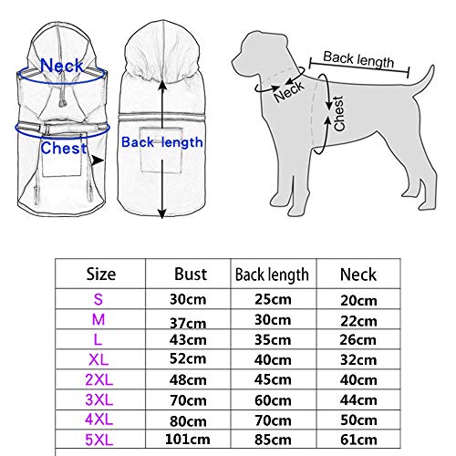 BLEVET Mascota Perro Impermeables con Capucha Chubasqueros para pequeña Medianas Grandes Perros MZ058 (3XL, Pink)