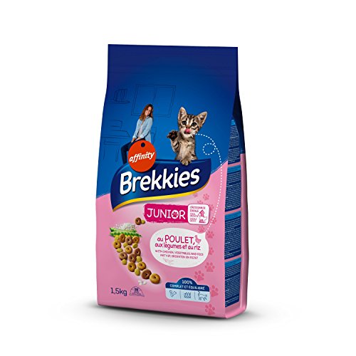 Brekkies Excel - Pienso para Gato (1-12 Meses), diseño de Pollo, galgumas y arroz, 1,5 kg – Lote de 6
