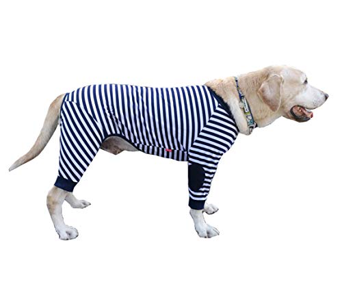 BT Bear - Pijama para Perro de algodón Suave, Transpirable, Flexible, con Cremallera, Suave, a Rayas, para Perros medianos y Grandes