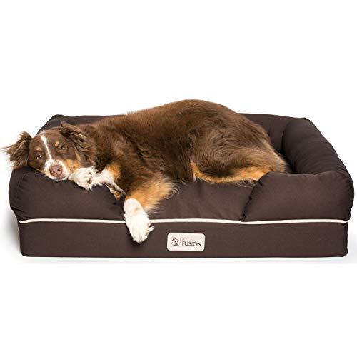 Cama de espuma viscoelástica para perros medianos y grandes, Marrón (Large Bed), 91 x 71 x 23 cm