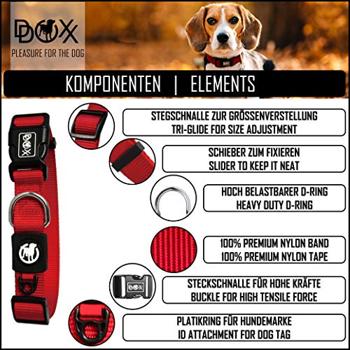DDOXX Collar Perro Nylon, Ajustable | Diferentes Colores & Tamaños | para Perros Pequeño, Mediano y Grande | Collares Accesorios Gato Cachorro | Rosado Pink, S