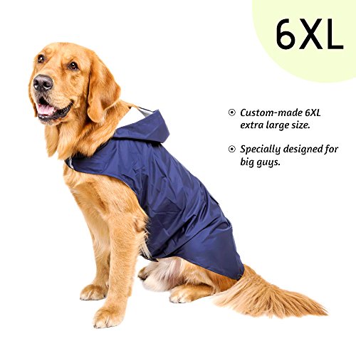 Decdeal Perros Lluvia Chaqueta Perros Chubasquero con capucha con rayas reflectantes para perros grandes, 6XL
