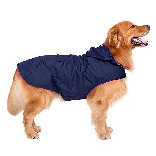 Decdeal Perros Lluvia Chaqueta Perros Chubasquero con capucha con rayas reflectantes para perros grandes, 6XL