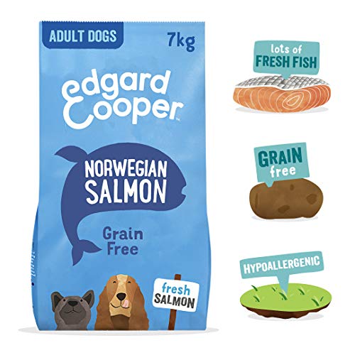 Edgard & Cooper pienso para Perros Adultos sin Cereales, Natural con Salmón Fresco, 7kg. Comida Premium balanceada sin harinas de Carne ni Carnes sobreprocesadas, cocinada a Baja Temperatura