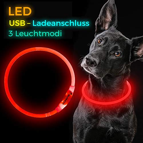 ELANOX - Collar para Perros con luz LED, Recargable, USB, se Puede Cortar