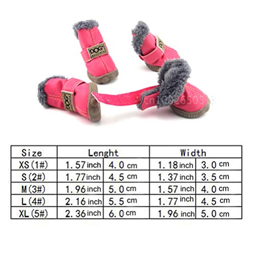 Feidaeu Zapatos para Mascotas 4 Unids/Set Botas de Nieve Impermeables de Cuero Cómodo, Transpirable, Antideslizante, ecológico, económico para Mascotas Zapatillas al Aire Libre