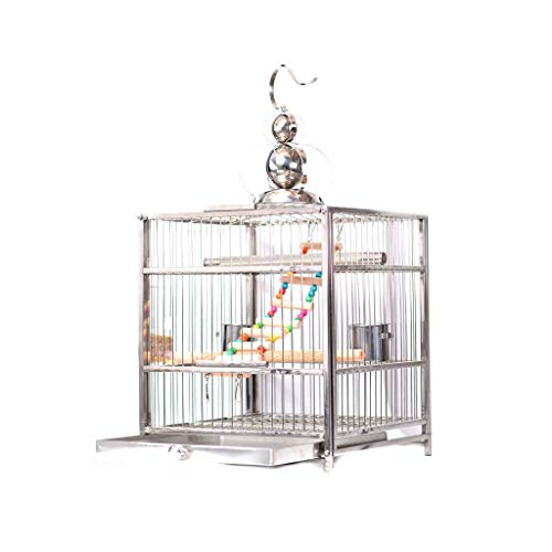 Ffshop Jaula para Pájaros Cajonera Cuadrada de Estilo cajón con Gancho Birdie Jaula de baño Jaula de pájaros de Acero Inoxidable Grande pajarera (Color : Upgraded Version, tamaño : S)