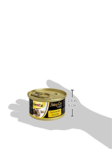 GimCat ShinyCat in Jelly – Comida para gatos con pescado en gelatina para gatos adultos – Atún con queso – 24 latas (24 x 70 g)