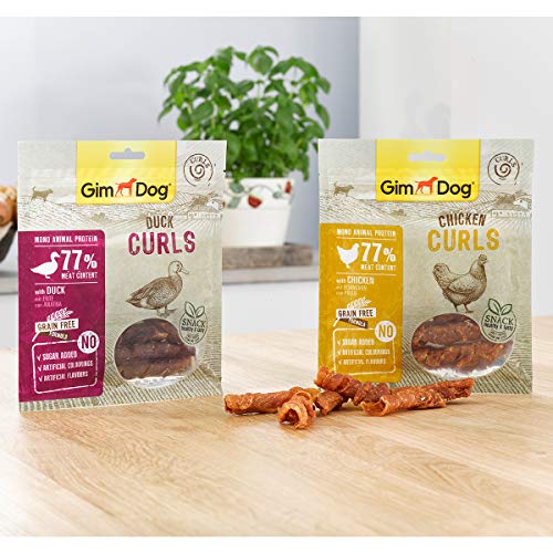 GimDog Curls – Nack de Carne Seca con fórmula sin Cereales y Mono proteína para Perros – 6 Paquetes (6 x 55 g)