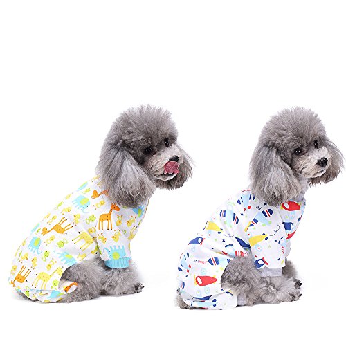 HongYH 2-Pack Ropa para Perros Perros Gatos Onesie Pijamas de Perro Suave Algodón Puppy Rompers Mono de Mascota Acogedor Body para Perros pequeños y Gatos