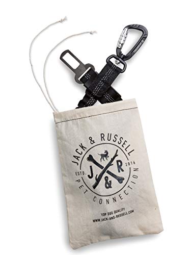 Jack & Russell Premium anschnallgurt Oskar Flexible – Auto Cinturón de Seguridad con Premium Rosca de mosquetón – Incluye Yute Bolsa