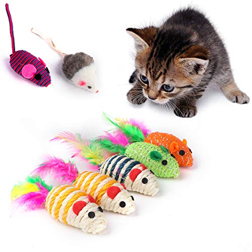 Juguete para Gato 30 Pcs Peludo Ratones Gato Juguete Sonajero Pequeño Ratón Juguetes Interactivo Ratón Juguetes Peluche para Gatos Perros Simulación Juguete de Ratón con Plumas Colores Variados