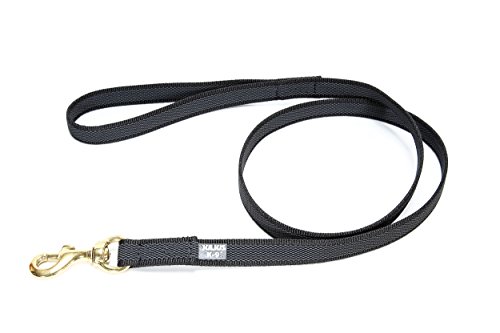 Julius K9 Color & Gray-Super-Grip Leash-Black-Gray Width: 0,7" / 20Mm |Length: 4Ft / 1,2 M |with Handle and Brass Carabiner, MAX For 110Lb/50 Kg Dog, Negro, 2 cm