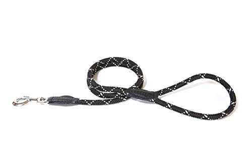 Julius K9 IDC String Leash Diam.12Mm X 1,2M Normal Carabiner-Black-Fluorescens, Negro, 1.2 cm