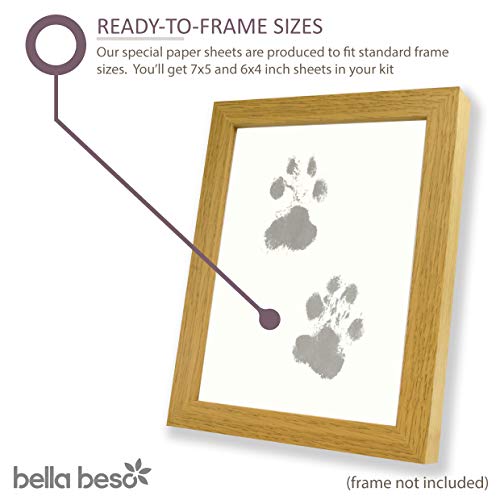 Kit sin tinta para impresión de patas de mascota para perros y gatos: listo para enmarcar impresiones, marca Bella Beso