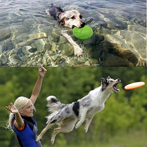L-Peach Frisbee Disco de Vuelo de Silicona Suave Juguetes para Mascotas Perros en Agua Lago al Aire Libre Diámetro 7" / 18cm