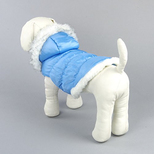 La vogue Chaqueta Acolchada Abrigo para Perro con Capucha Piel (Azul, M)
