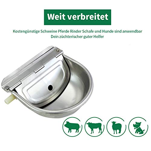 Lucky Farm - Bebedero automático para beber agua de ganado con válvula de flotador para perros, 3 en 1, de acero inoxidable